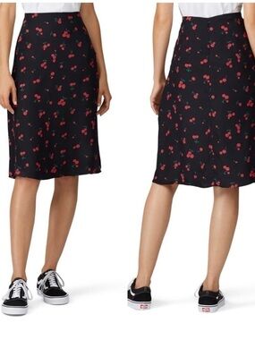 HVN - Black Cherry Print Midi Skirt